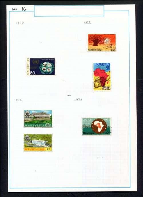 Mauritius - 6 Stamps Mounted (Hinged) on Old Album Page