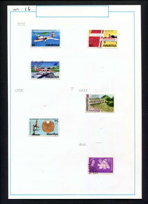 Mauritius - 5 Stamps Mounted (Hinged) on Old Album Page