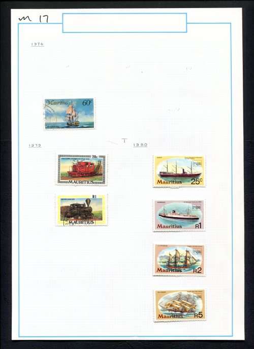 Mauritius - 7 Stamps Mounted (Hinged) on Old Album Page