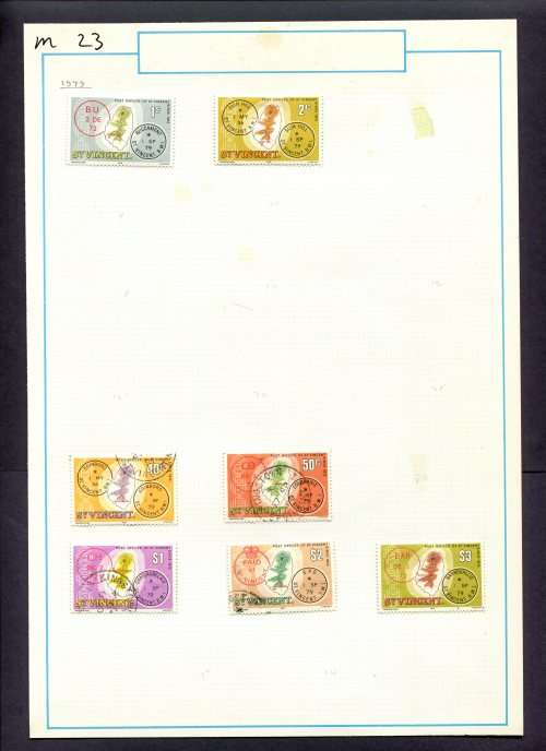 St. Vincent - 7 Stamps Mounted (Hinged) on Old Album Page