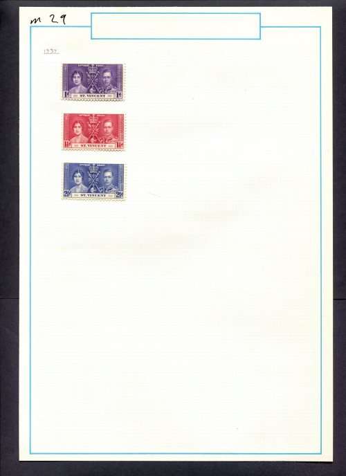 St. Vincent - 3 Stamps Mounted (Hinged) on Old Album Page
