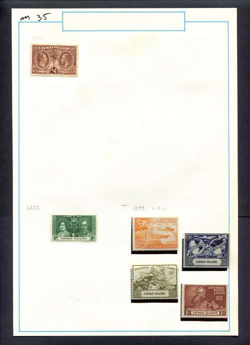 Cayman Islands - 6 Stamps Mounted (Hinged) on Old Album Page