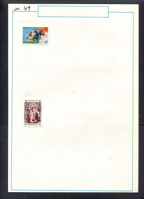 Dominica - 2 Stamps Mounted (Hinged) on Old Album Page