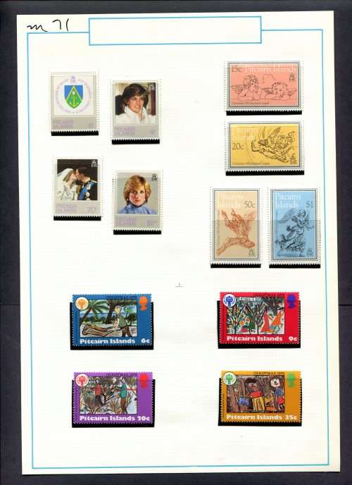 Pitcairn Islands - 12 Stamps Mounted (Hinged) on Old Album Page