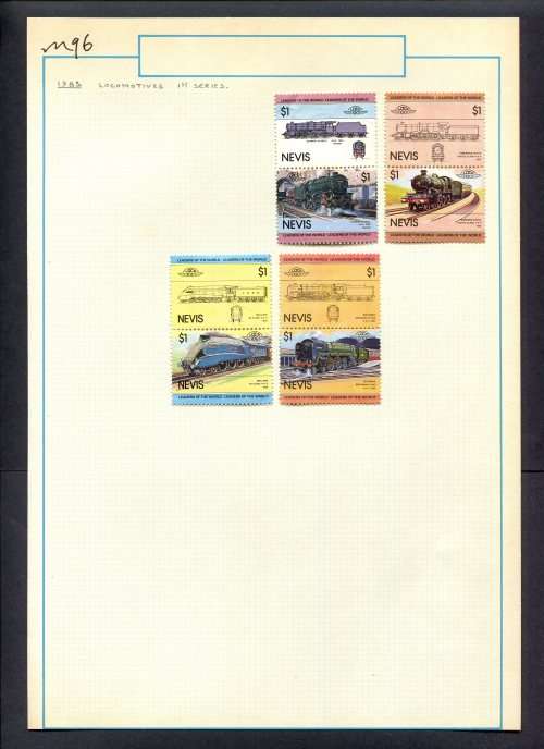 St. Kitts-Nevis - 8 Stamps Mounted (Hinged) on Old Album Page