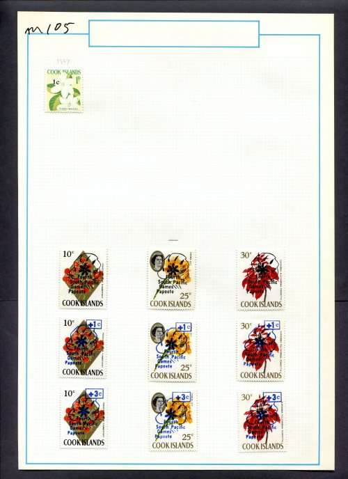 Cook Islands - 10 Stamps Mounted (Hinged) on Old Album Page