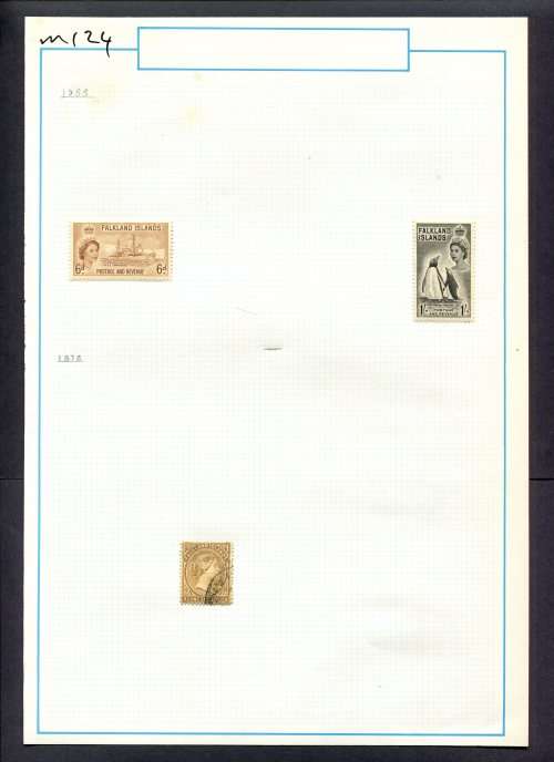 Falkland Islands - 3 Stamps Mounted (Hinged) on Old Album Page