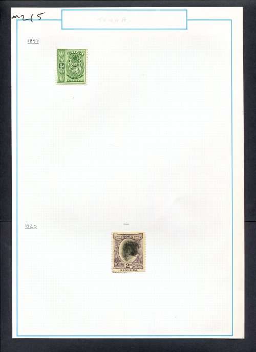 Tonga - 2 Stamps Mounted (Hinged) On Old Album Page