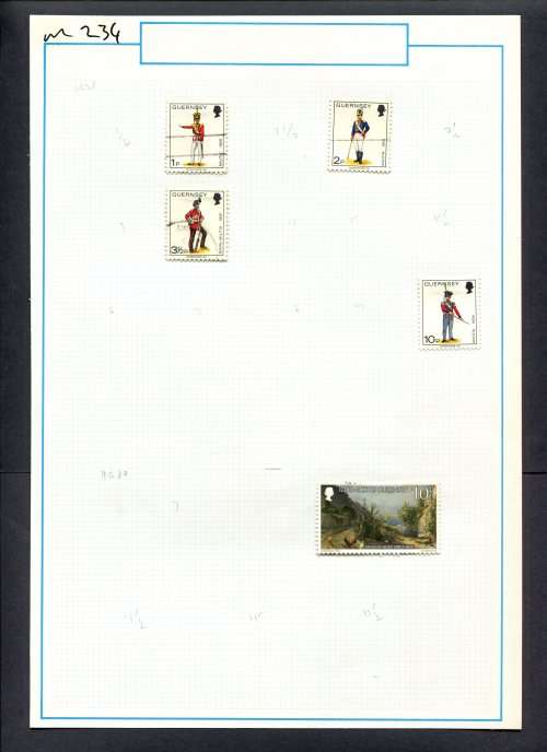 Guernsey - 5 Stamps Mounted (Hinged) On Old Album Page