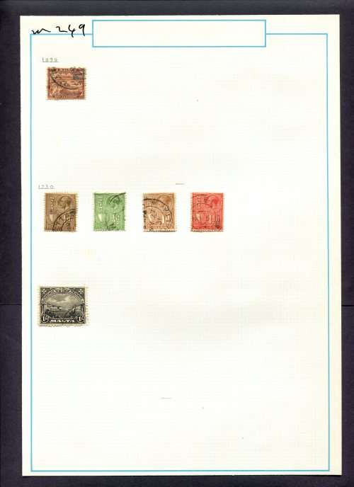 Malta - 6 Stamps Mounted (Hinged) On Old Album Page
