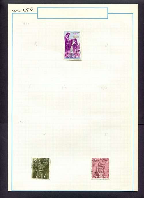 Malta - 3 Stamps Mounted (Hinged) On Old Album Page