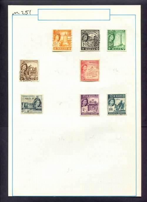 Malta - 8 Stamps Mounted (Hinged) On Old Album Page