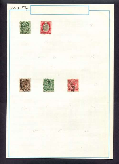 Malta - 5 Stamps Mounted (Hinged) On Old Album Page