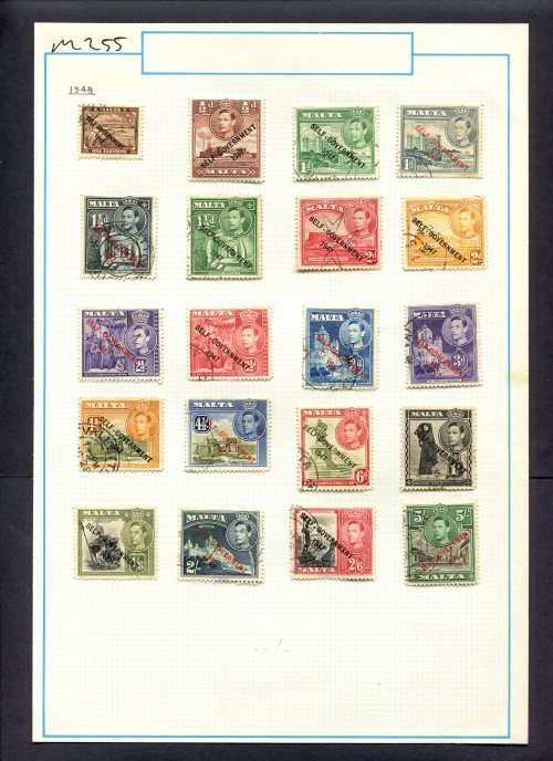 Malta - 20 Stamps Mounted (Hinged) On Old Album Page