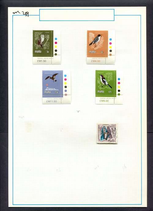Malta - 5 Stamps Mounted (Hinged) On Old Album Page