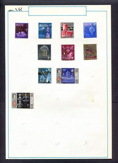 Malta - 10 Stamps Mounted (Hinged) On Old Album Page