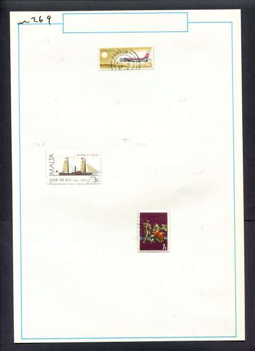 Malta - 3 Stamps Mounted (Hinged) On Old Album Page