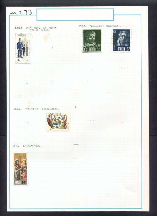 Malta - 5 Stamps Mounted (Hinged) On Old Album Page