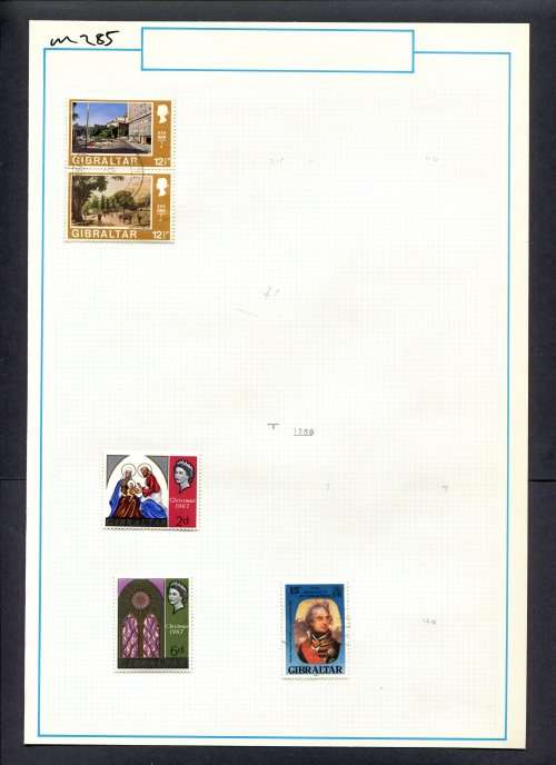 Gibraltar - 5 Stamps Mounted (Hinged) On Old Album Page