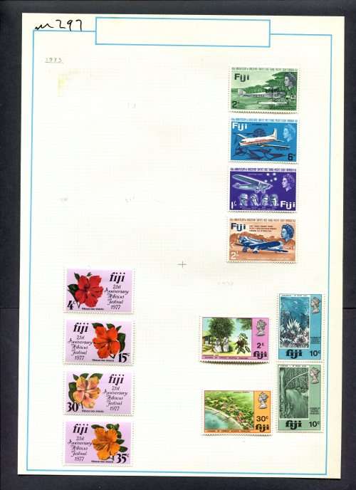 Fiji - 12 Stamps Mounted (Hinged) On Old Album Page