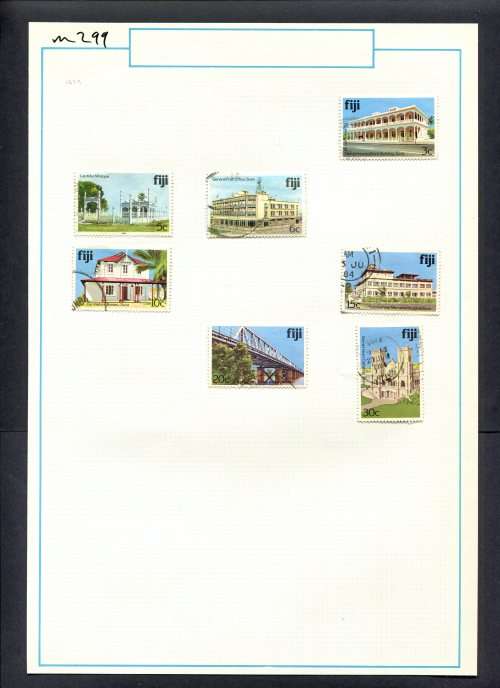 Fiji - 7 Stamps Mounted (Hinged) On Old Album Page