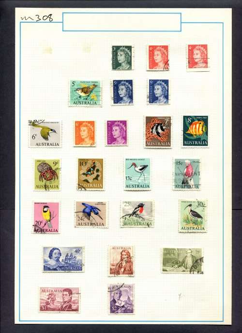 Australia - 24 Stamps Mounted (Hinged) On Old Album Page