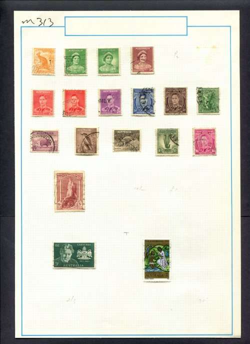 Australia - 18 Stamps Mounted (Hinged) On Old Album Page