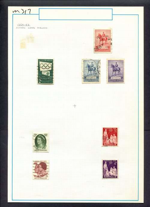 Australia - 8 Stamps Mounted (Hinged) On Old Album Page