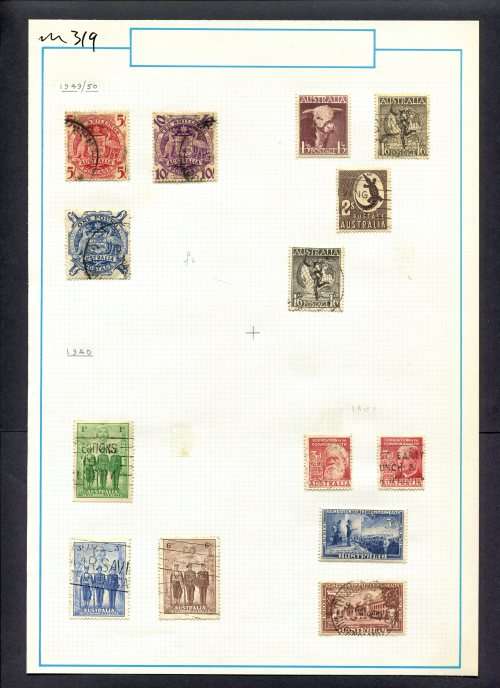 Australia - 14 Stamps Mounted (Hinged) On Old Album Page
