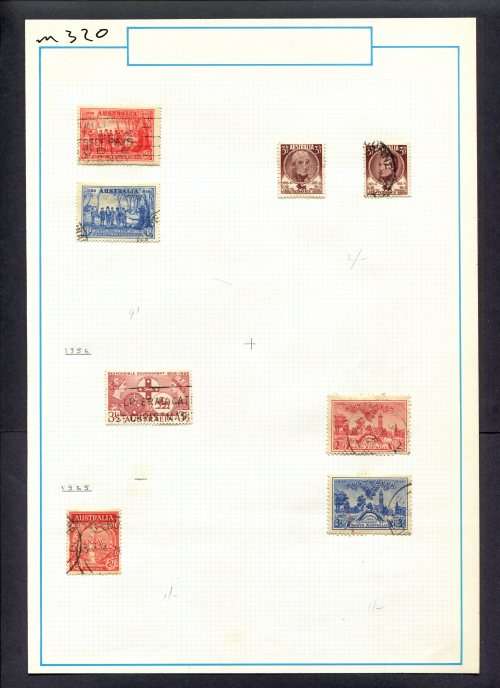 Australia - 8 Stamps Mounted (Hinged) On Old Album Page