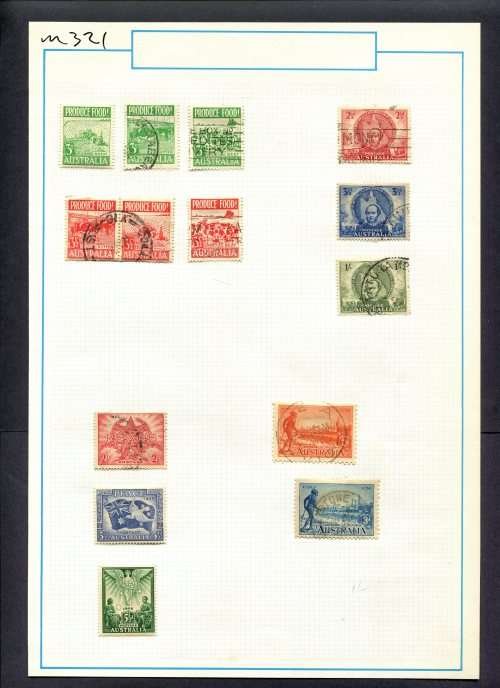 Australia - 14 Stamps Mounted (Hinged) On Old Album Page