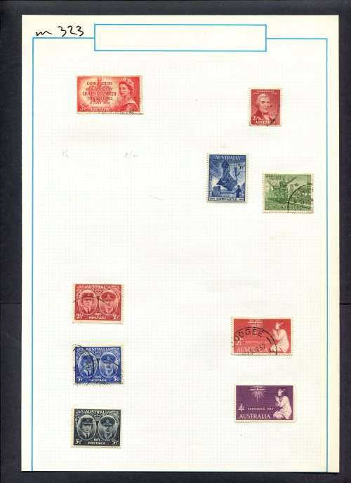 Australia - 9 Stamps Mounted (Hinged) On Old Album Page