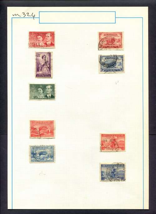 Australia - 9 Stamps Mounted (Hinged) On Old Album Page