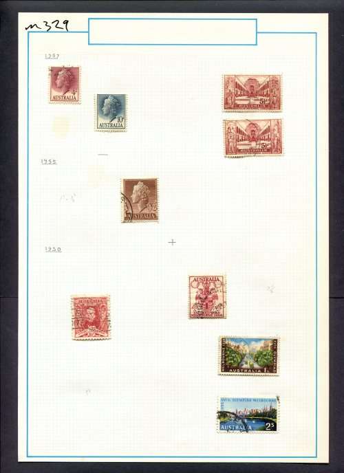 Australia - 9 Stamps Mounted (Hinged) On Old Album Page