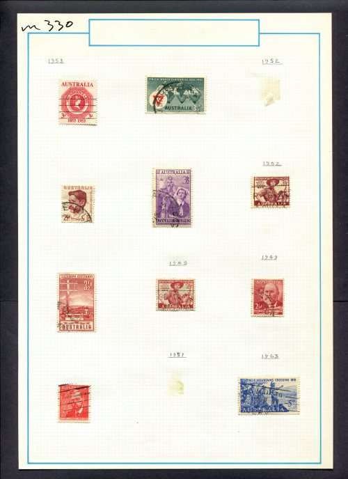 Australia - 10 Stamps Mounted (Hinged) On Old Album Page