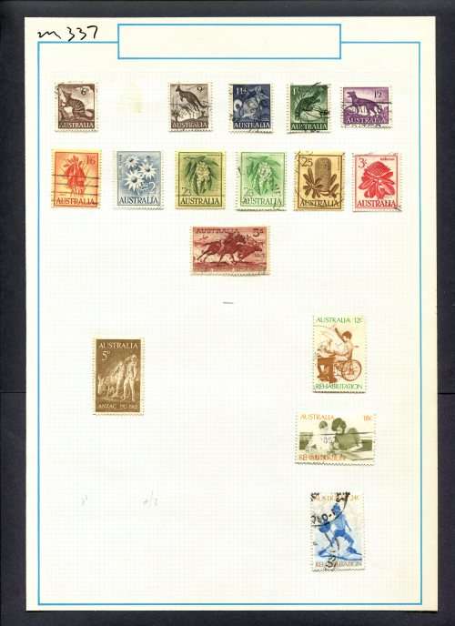 Australia - 14 Stamps Mounted (Hinged) On Old Album Page