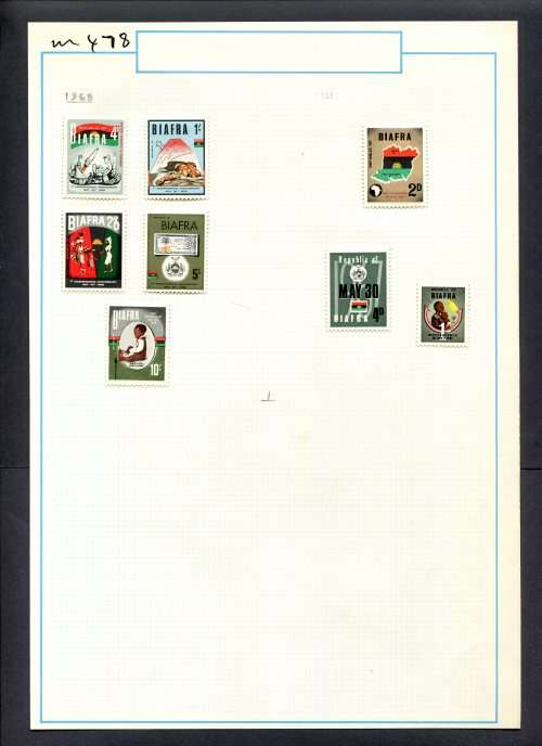 Biafra - 8 Stamps Mounted (Hinged) On Old Album Page