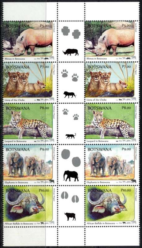 Botswana - Animals - Gutter Block of 10 - 2018 - MNH