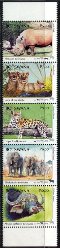Botswana - Animals - Strip of 5 - 2018 - MNH