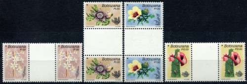 Botswana - Flowers - Set of 4 Gutter Pairs - MNH