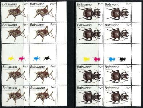 Botswana - Insects - Set of 6 - Control/Gutter Blocks of 8 - 2021 - MNH