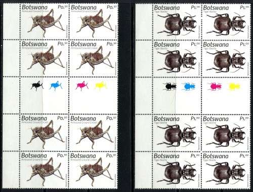 Botswana - Insects - Set of 6 - Control/Gutter Blocks of 8 - 2021 - MNH