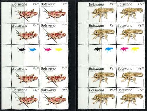 Botswana - Insects - Set of 6 - Control/Gutter Blocks of 8 - 2021 - MNH