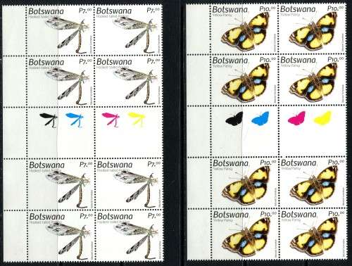 Botswana - Insects - Set of 6 - Control/Gutter Blocks of 8 - 2021 - MNH
