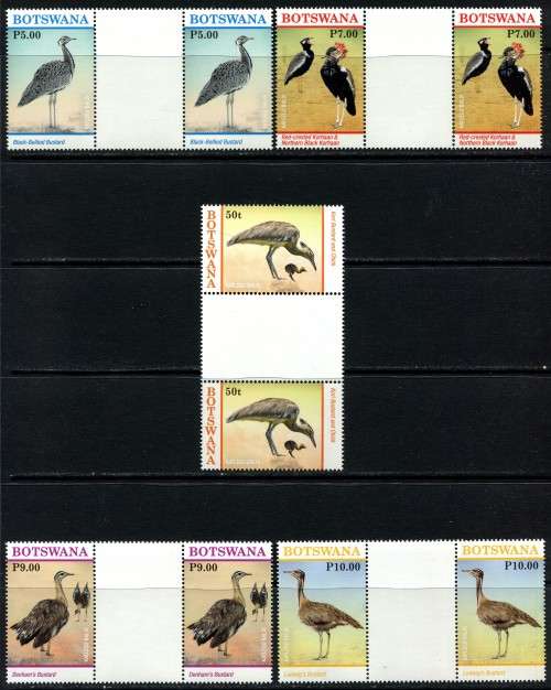 Botswana - Birds - Set of 5 Gutter Pairs - MNH