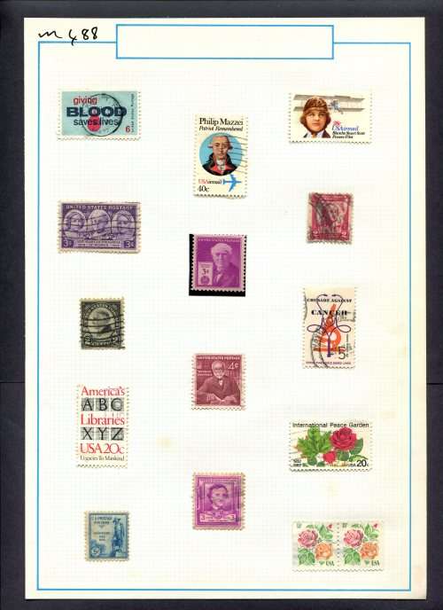 USA - 15 Stamps Mounted (Hinged) On Old Album Page
