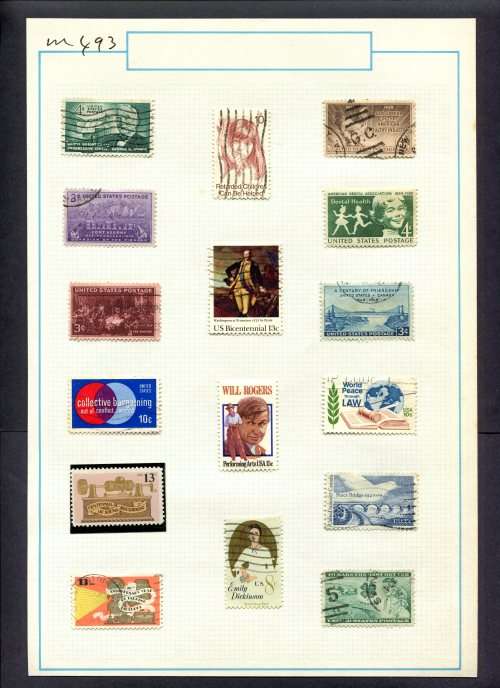 USA - 16 Stamps Mounted (Hinged) On Old Album Page