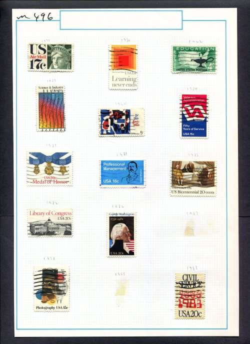USA - 13 Stamps Mounted (Hinged) On Old Album Page