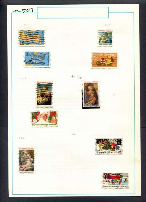 USA - 10 Stamps Mounted (Hinged) On Old Album Page