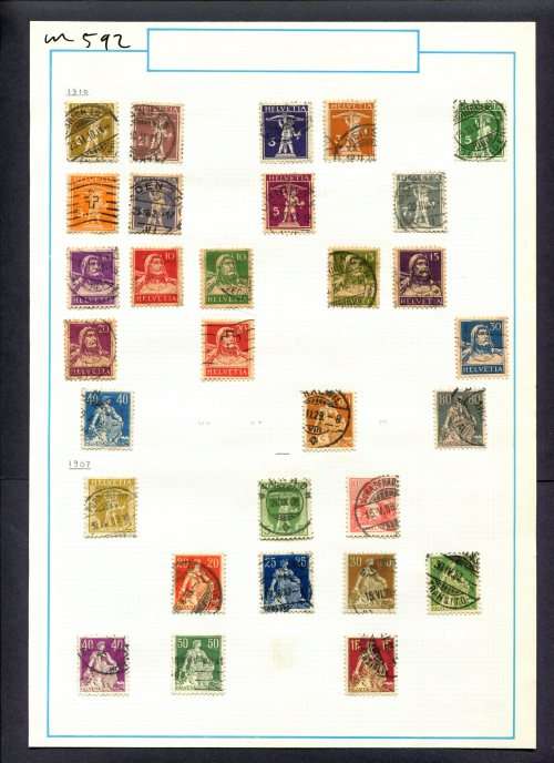 Switzerland - 30 Stamps Mounted (Hinged) On Old Album Page